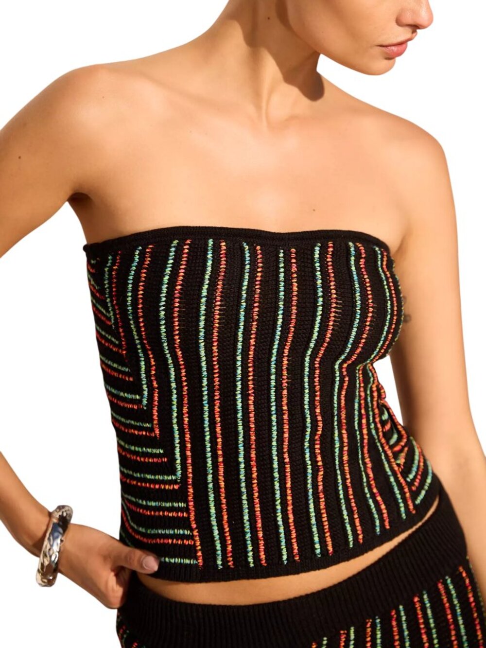 Anthropologie Celandine Strapless Sweetheart Knit Tube Top Black Medium